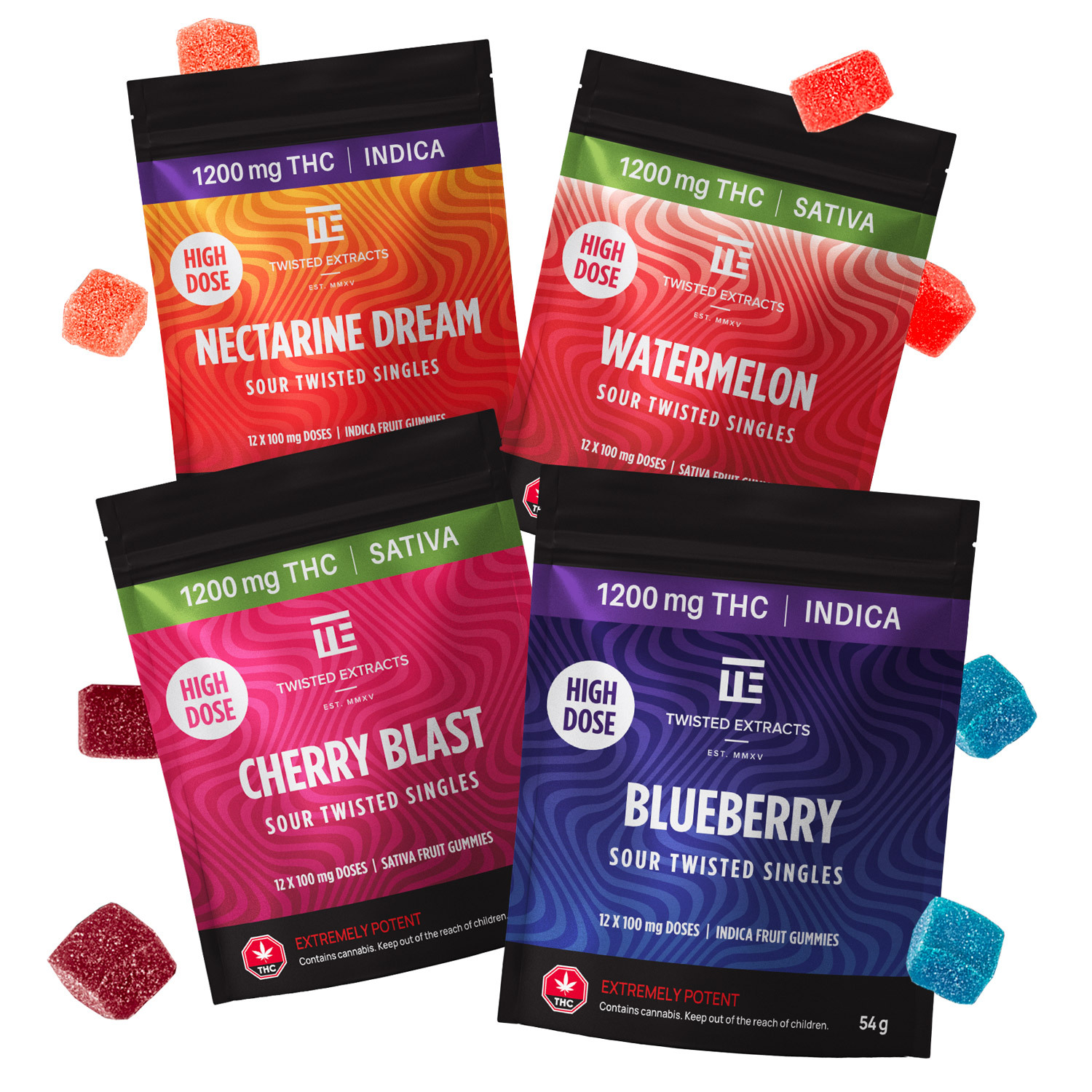 Twisted Extracts – High Dose Sour Twisted Singles (1200 mg)