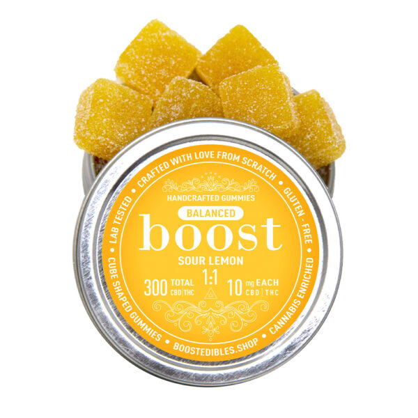 Boost Edibles – THC Gummies 300mg 1 1 cbd thc sour lemon
