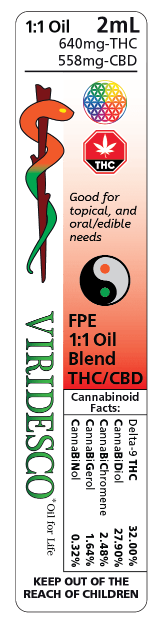 Viridesco FPE 1:1 THC/CBD Oil 2ml - Image 2